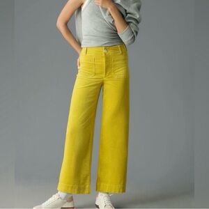 Brand New w/ Tags Maeve The Colette Corduroy Wide-Leg Cropped Pants Chartreuse